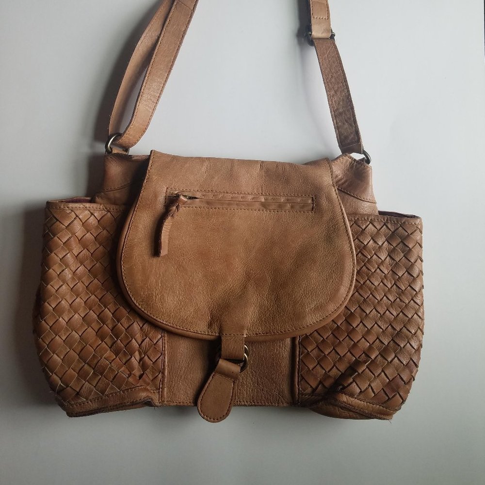 Free People RPS tan satchel leather purse handbag